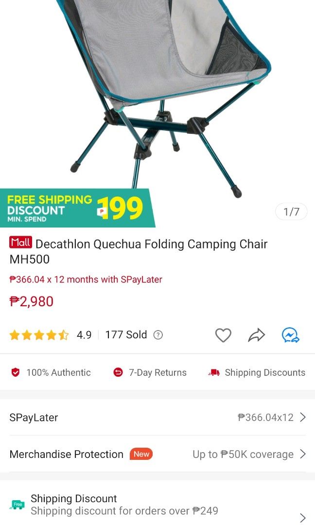 Decathlon camp chair, Furniture & Home Living, Outdoor Furniture on