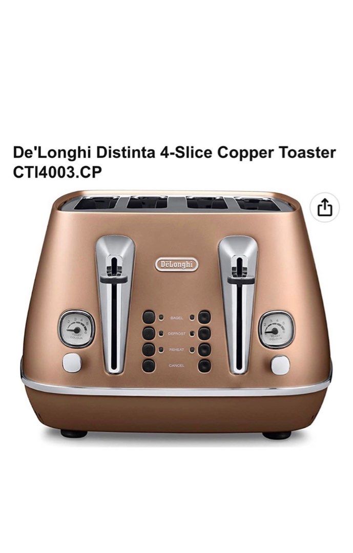 Delonghi Toaster De'Longhi Distinta 4 Slice Toaster Copper, TV & Home