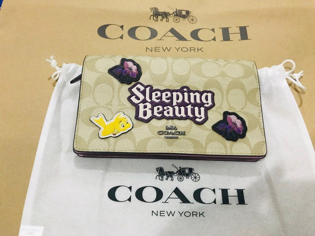 COACH Women's Disney X Coach Sleeping Beauty Foldover Crossbody Clutch Bag  in Black