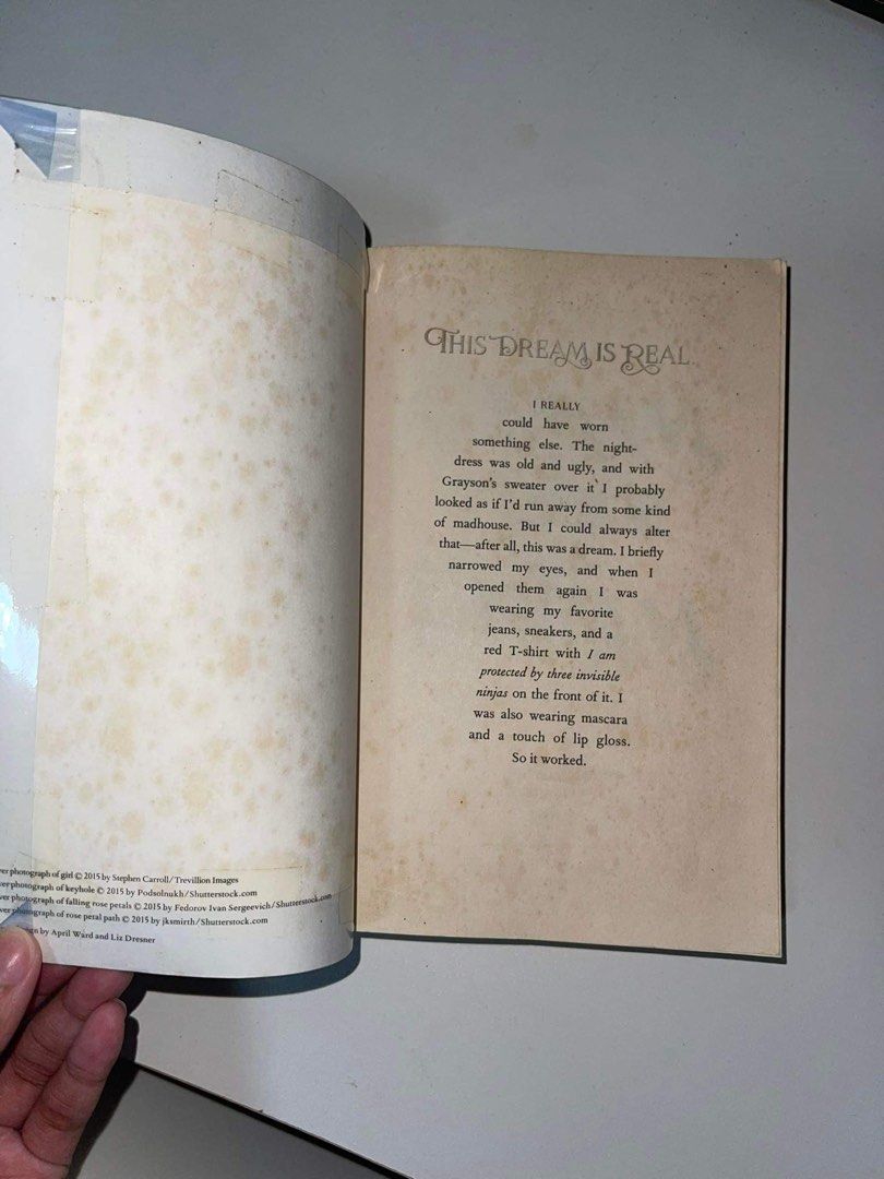 DREAM A LITTLE DREAM BY KERSTIN GIER (Category: Storybooks) located in Leyte. Submitted by dey_shell (Listing ID 1228144607, Image 3). Description: Pre-loved, never been read, yellow stains on first pages, covered with acetate.