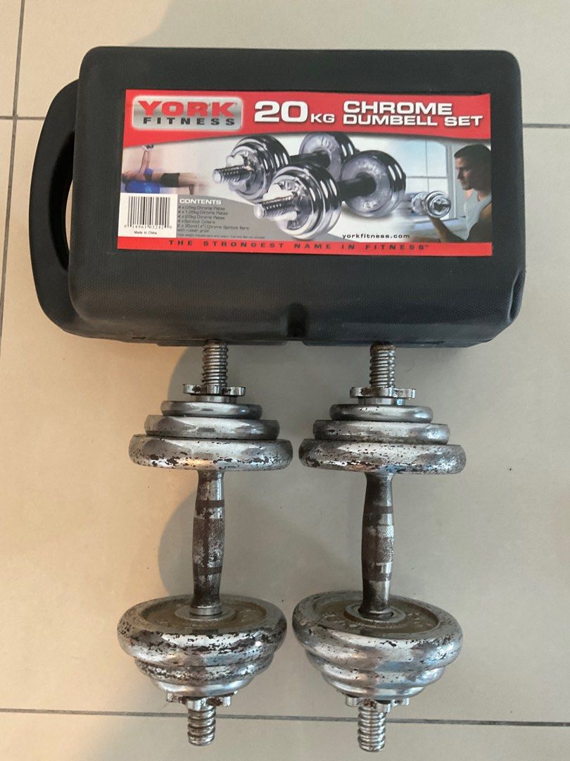 Dumbbells 20 kg with case, Sports Equipment, Exercise & Fitness