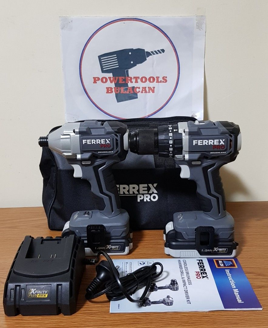 Ferrex pro 20c cordlesa brushless hammer drill driver and impact driver