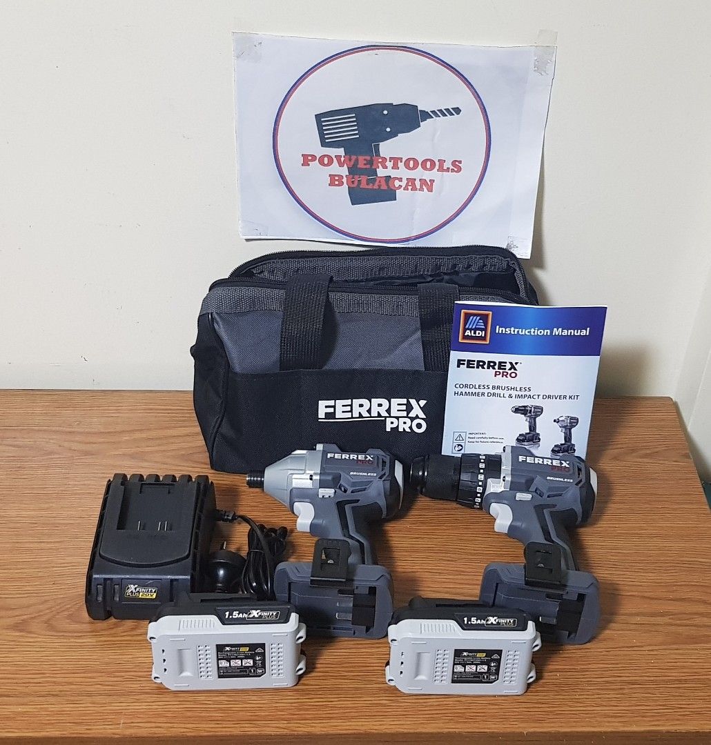 Ferrex pro 20c cordlesa brushless hammer drill driver and impact driver