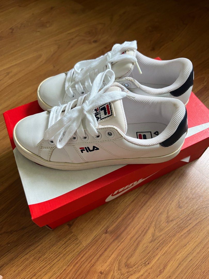White leather fila shoes cheap