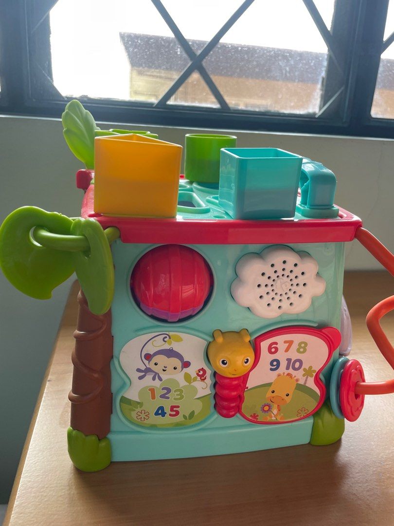Fisher Price activity block (with sounds) (Category: Infant Playtime) located in Paranaque City. Submitted by moedancing (Listing ID 1228074348, Image 1). Description: Very nice and interactive for infants Only missing a telephone toy but everything else is intact..