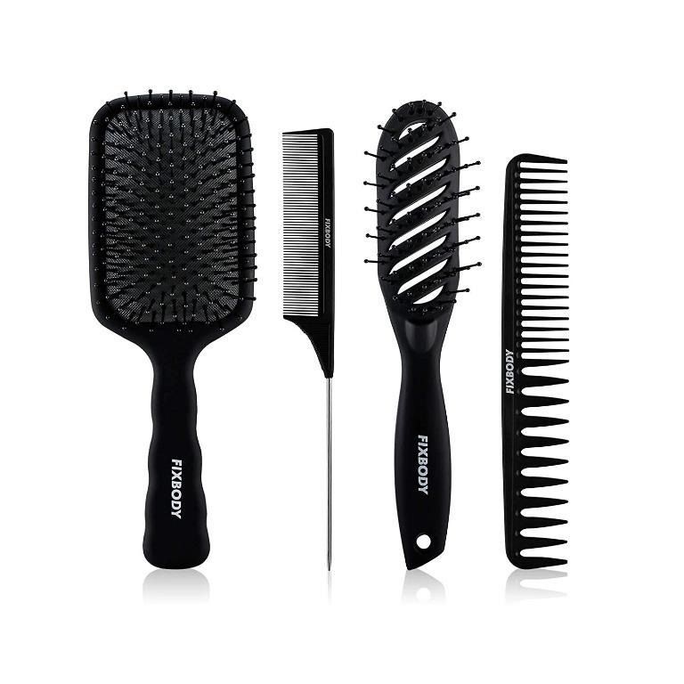 FIXBODY 4 Pcs Paddle Hair Brush Set for Men and Women Great for Wet