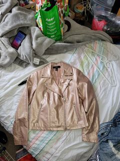 Forever21 rose gold metallic pleather coat