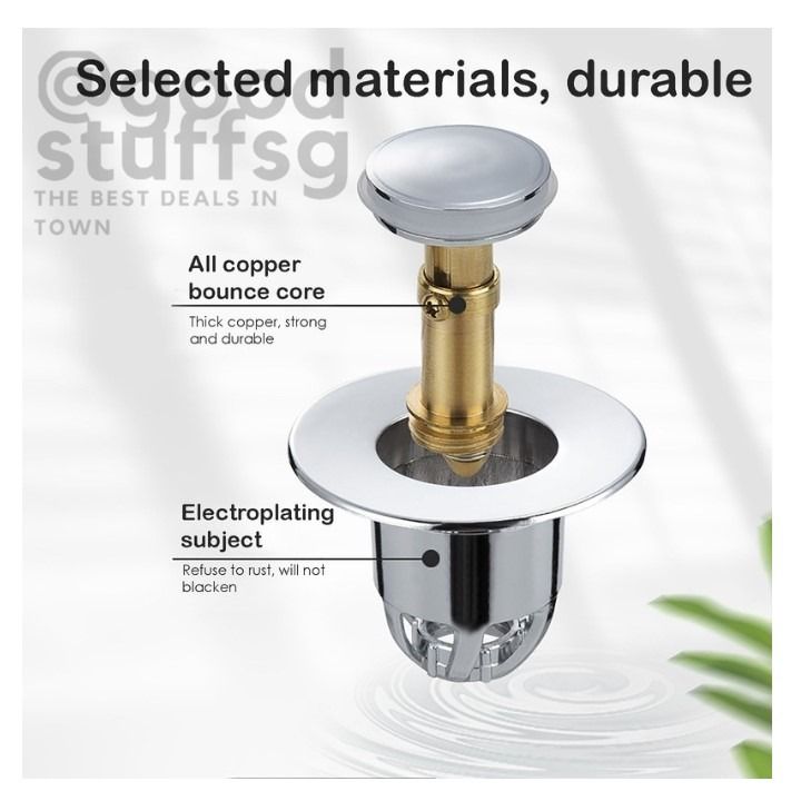 1pc Bathroom Sink Drain, Stainless Steel Pop-Up Bounce Core Basin