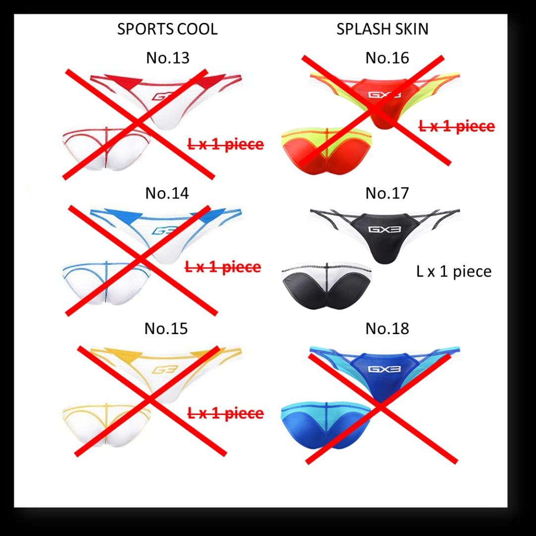 GX3 Splash Bikini Underwear Clearance 25 colors, Men's Fashion