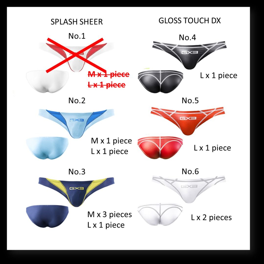 GX3 Splash Bikini Underwear Clearance 25 colors, Men's Fashion