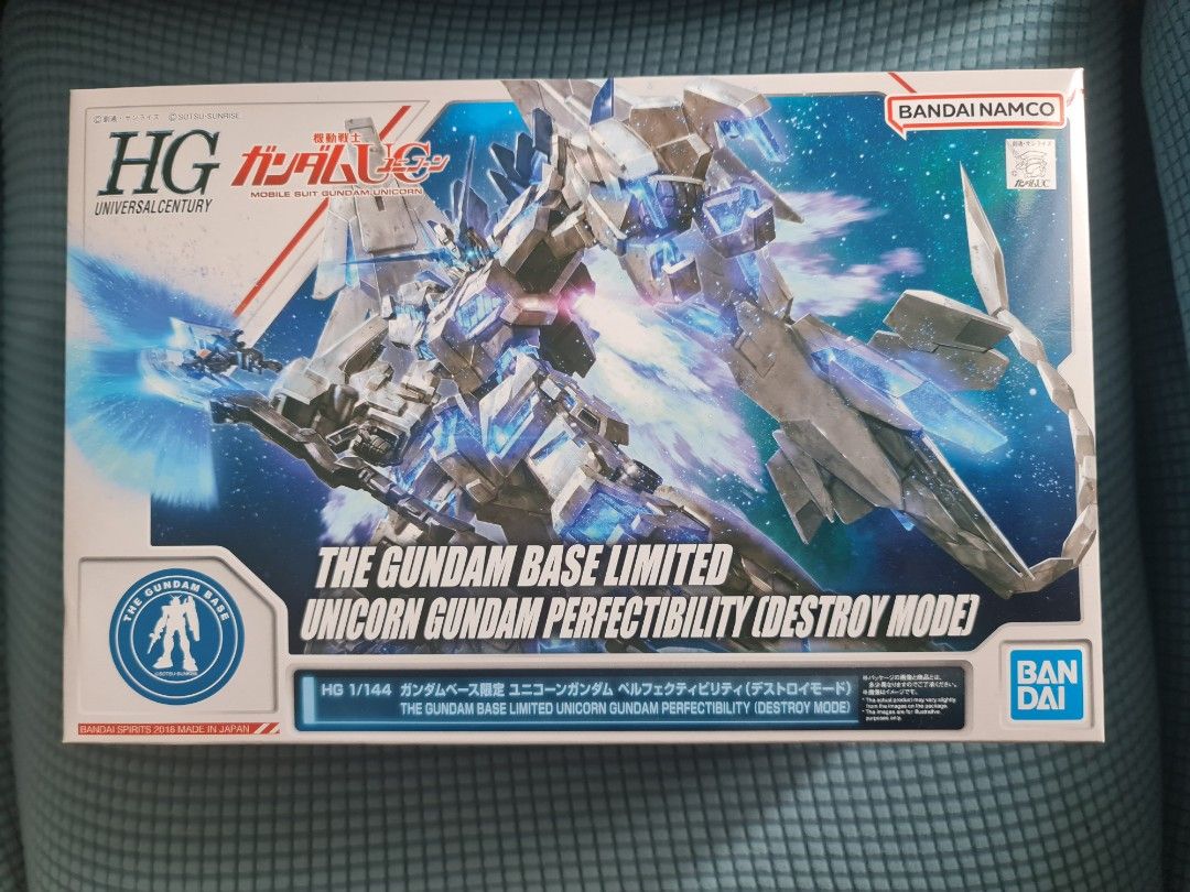 HG Gundam Base Limited Unicorn Gundam Perfectability (Category: Gundam Model Kits) located in Singapore. Submitted by by_kewpie (Listing ID 1228092246, Image 1). Description: THE GUNDAM BASE LIMITED PRODUCT **Action base is sold separately ---------------------------------------------------- 1/144 scale assembly plastic model ・No adhensives required for assembly..