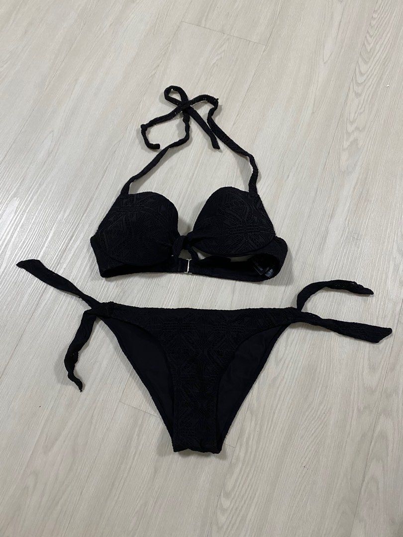 Hu0026M black bikini set, Women's Fashion, Swimwear, Bikinis u0026 Swimsuits on  Carousell