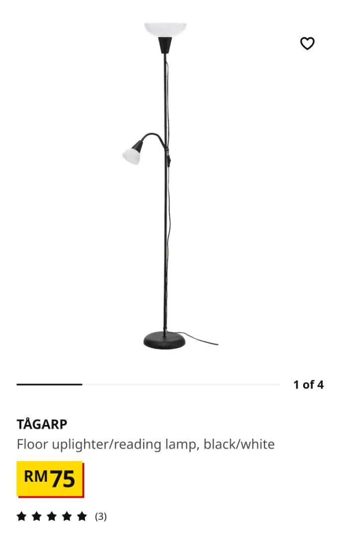 Ikea Tagarp floor lamp (2 lamp edition), Furniture & Home Living