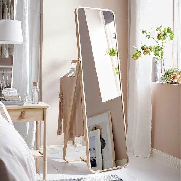 IKEA Ikornnes Standing Full Length Wooden Mirror (U.P. 179), Furniture