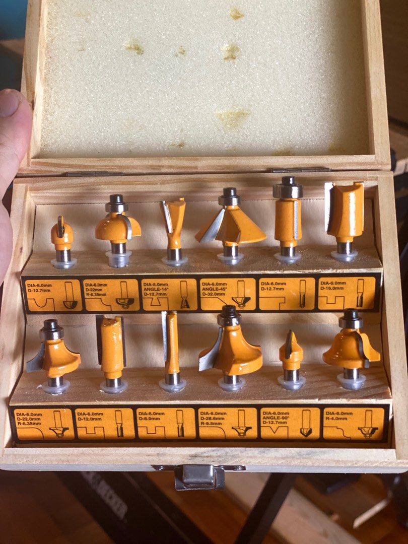 Ingco 12pcs router bit kit 6mm, Hobbies & Toys, Stationery & Craft, Craft Supplies & Tools on