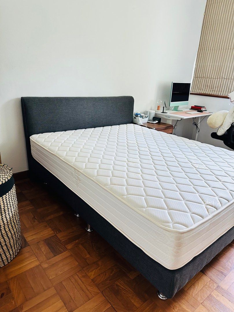 King Koil Queen Size Bed frame and Mattress, Furniture & Home Living