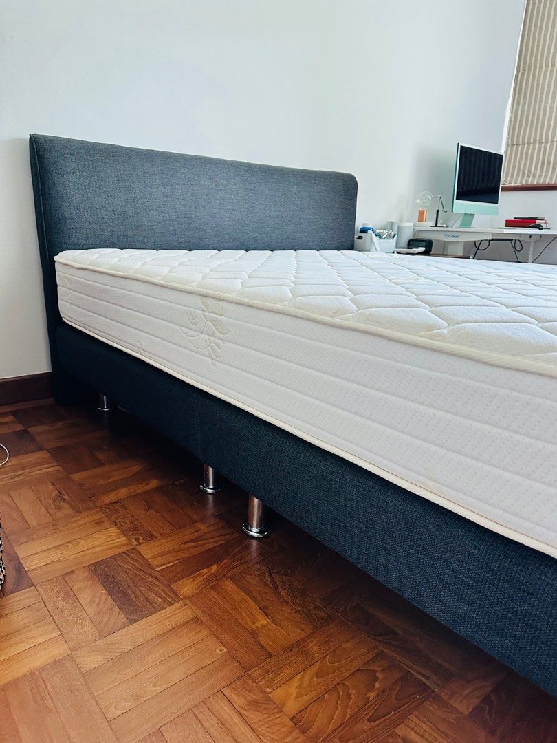 King Koil Queen Size Bed frame and Mattress, Furniture & Home Living