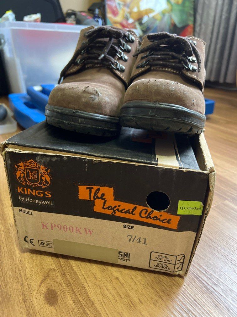 KING'S Dark Brown Nubuck Leather Laced Safety Shoe Model KP900KW