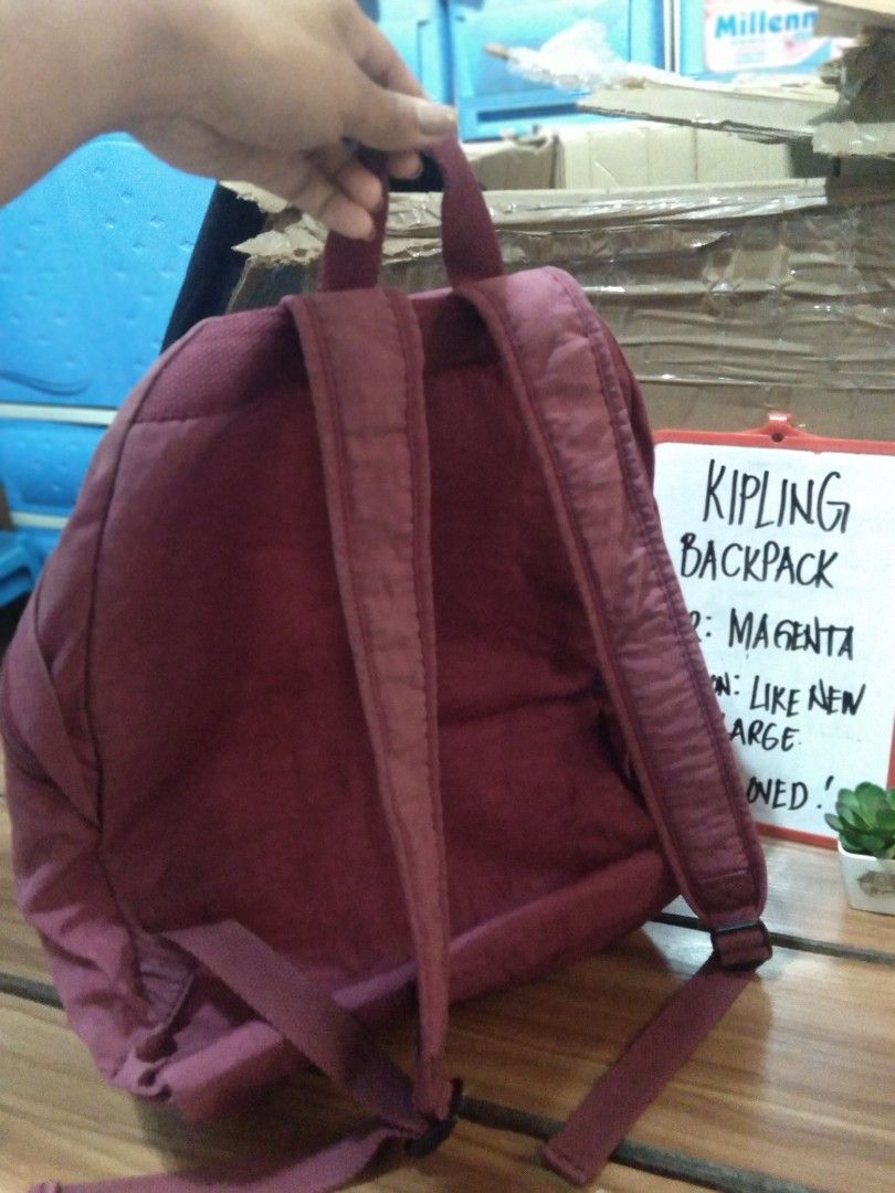 KIPLING BACKPACK LARGE (Category: Backpacks) located in General Tinio. Submitted by hongkongapparel (Listing ID 1228124731, Image 3). Description: KIPLING BACKPACK BOUGHT IN DUBAI SIZE: LARGE COLOR: MAGENTA ZIPPERS CONDITION: RUN SMOOTHLY BUY MORE TO GET DISCOUNT% STRICTLY REMINDER‼ PAYMENT FIRST‼ BUYER WILL SHOULDER THE SHIPPING FEE🌸 NO RETURN, NO EXCHANGE POLICY ALL ITEMS‼ MOP: ✅ GCASH ✅BANK TRANSFER (BDO) ✅REMITTANCE.