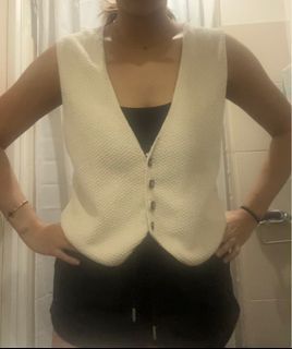 knit cream vest