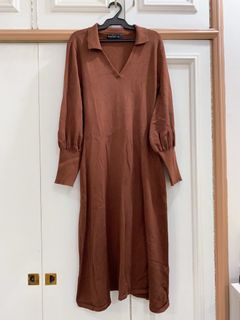Knitted Bishop Sleeves Maxi Dress