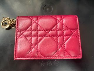Dior Or Lady Dior 5-Gusset Card Holder Iridescent Metallic Pink Cannage  Lambskin