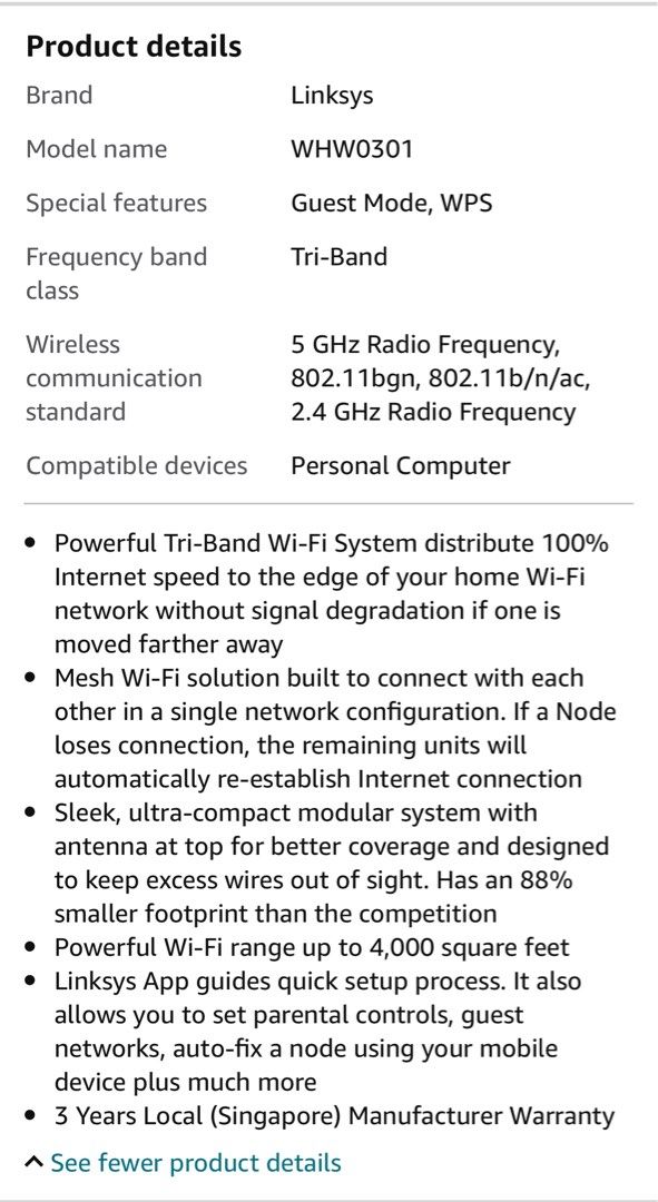 Linksys Velop Triband AC4400 Whole Home WiFi Mesh System, Pack of 2