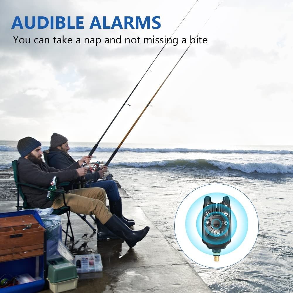 Lixada Fishing Bite Alarm Set,LED Wireless Fishing Bite and Fishing Rod  with Water Resistant Adjustable Sound Alarm (Pack of 3), Sports Equipment,  Fishing on Carousell