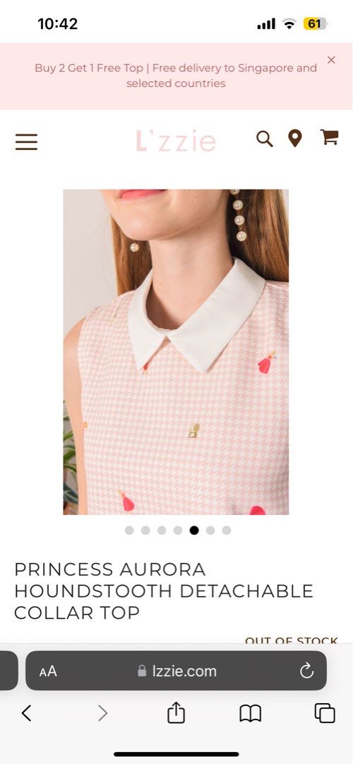 L'zzie Disney Aurora Houndstooth top with detachable collar, Women's  Fashion, Tops, Sleeveless on Carousell