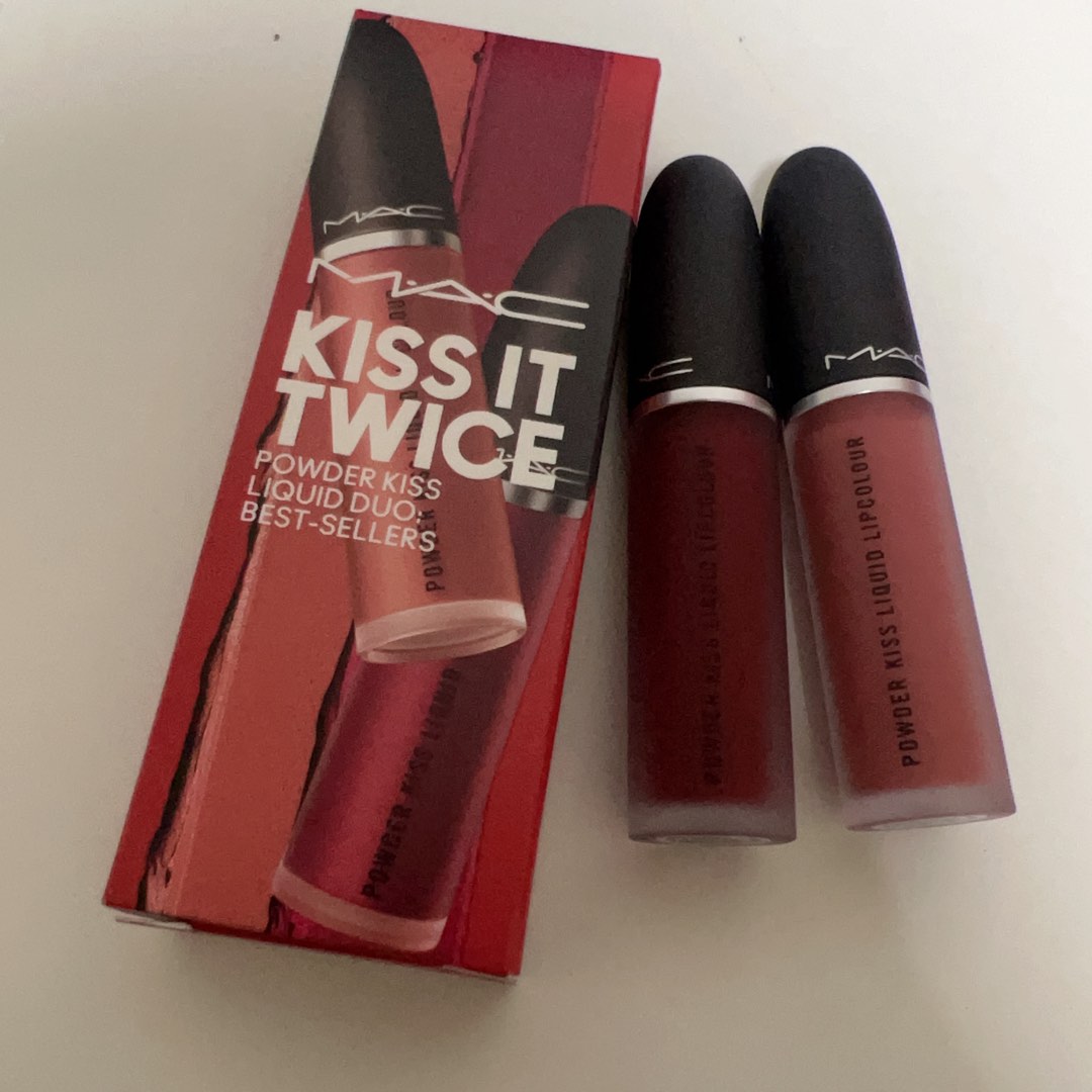 MAC Powder Kiss Liquid Lipstick Duo set , Beauty & Personal Care, Face