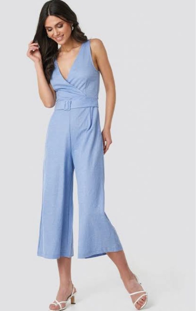 Mango Light Blue Jumpsuit, Women's Fashion, Dresses & Sets, Jumpsuits