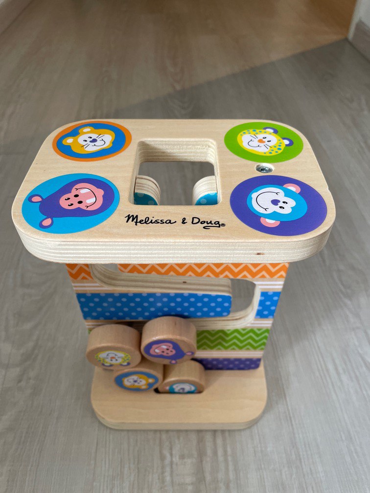 Melissa Doug First Play Wooden Safari Zig Zag Tower 4 Rolling
