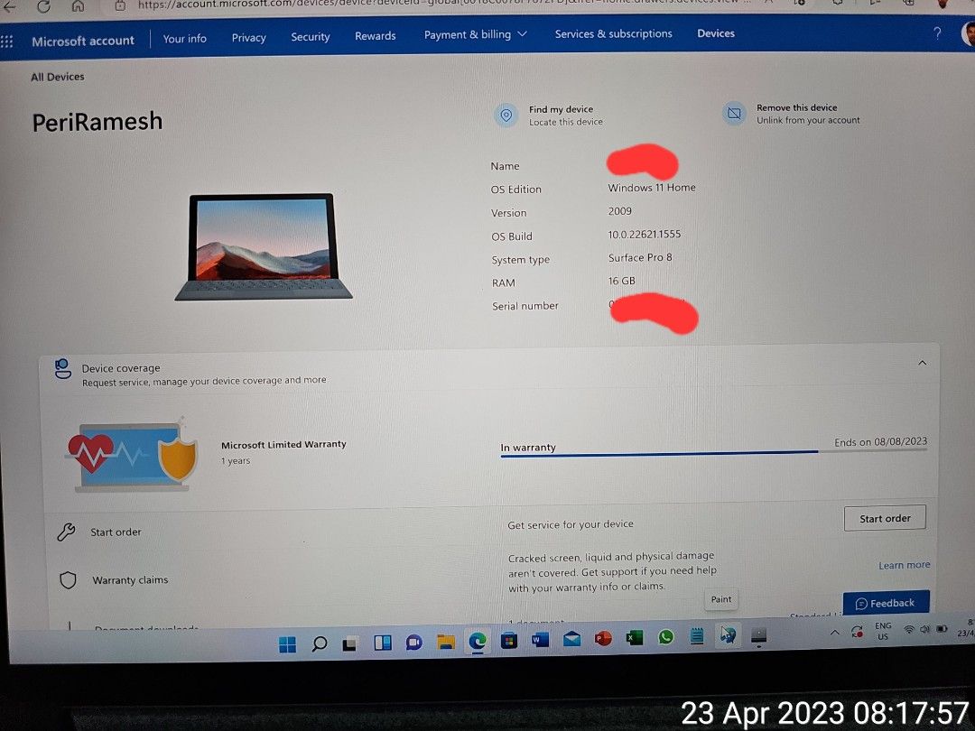 Microsoft Surface Pro 8 (2022) - 13 Pollici, I5 11a Gen, 16GB RAM, 256GB SSD, 4G LTE Sbloccato, Win11 Pro