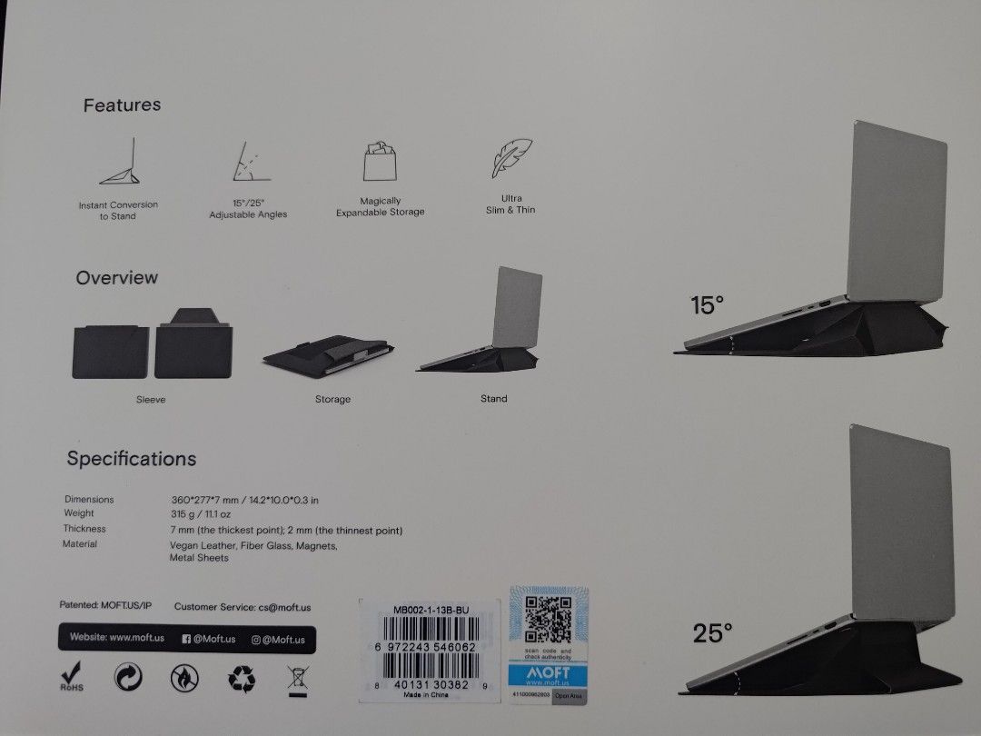 MOFT 3 in 1 Carry Sleeve for 14 inch laptop, Computers & Tech, Parts & Accessories, Laptop Bags