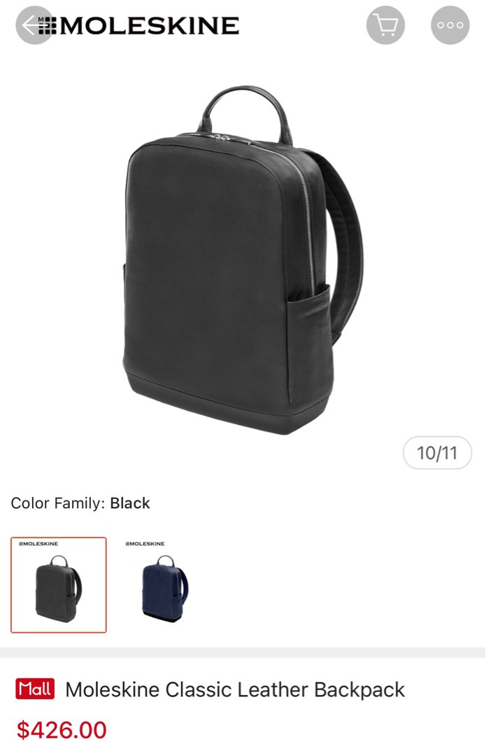 Moleskine Backpack Leather Black for Laptop, Men's Fashion, Bags