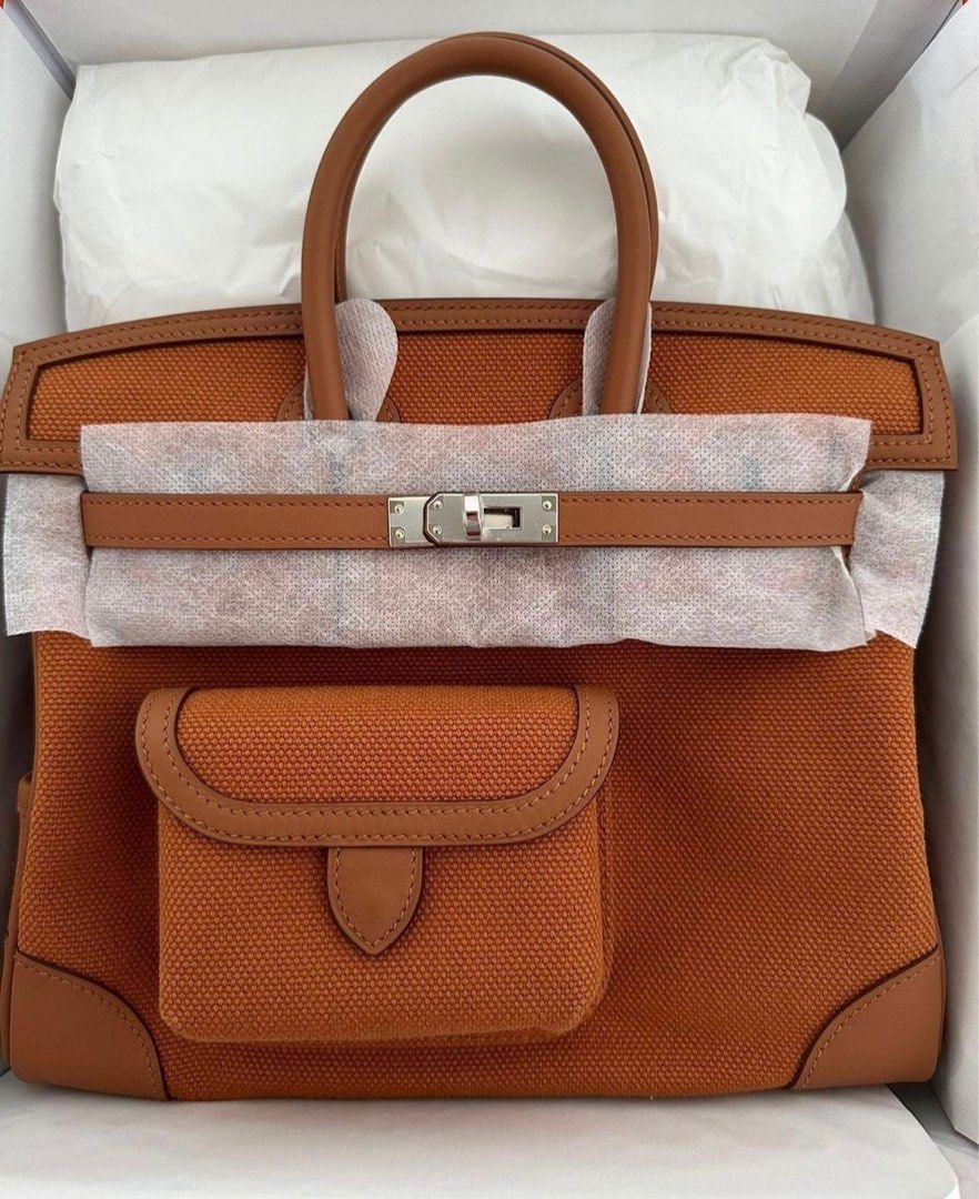Hermes Cargo Birkin Bag Toile and Swift 25 Brown