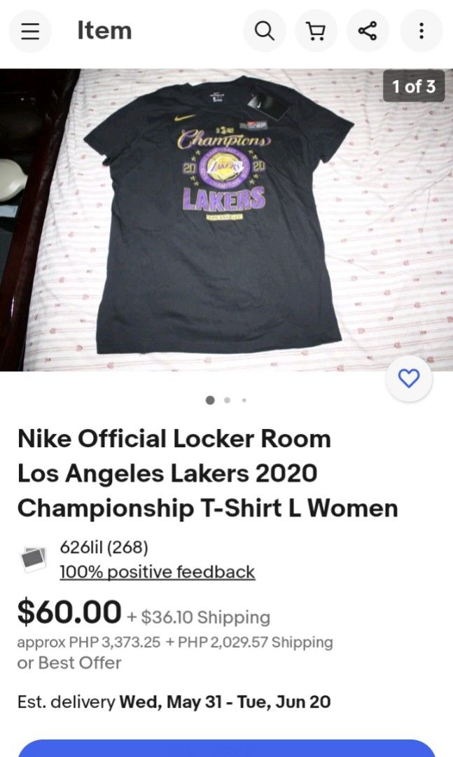 Nike Los Angeles Lakers Champions Locker Room T-Shirt Black Men's