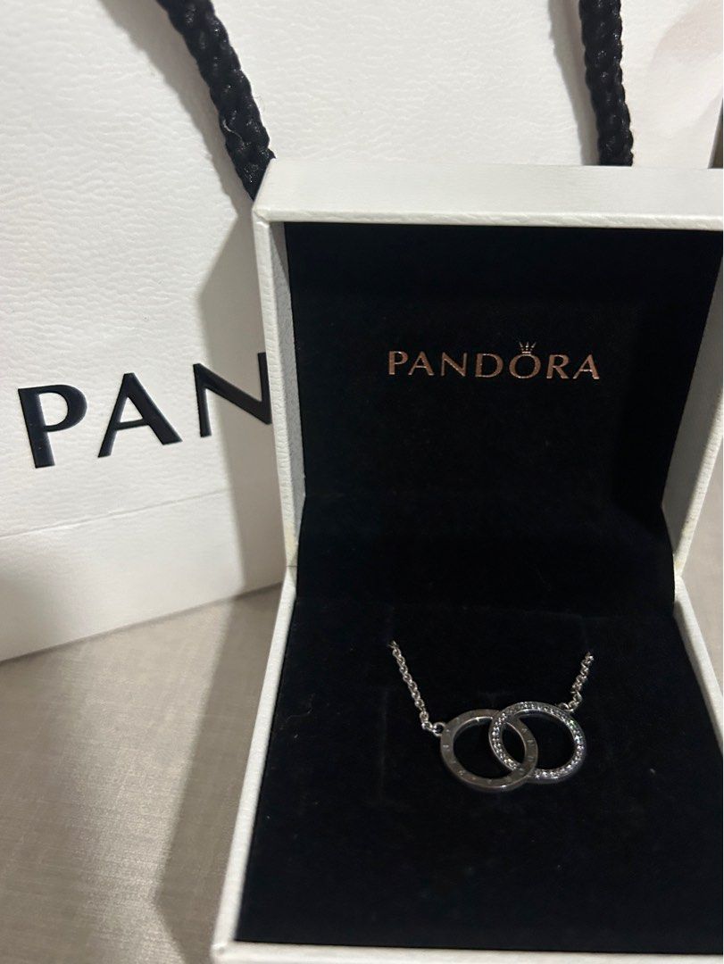 Pandora Entwined Circles Pandora Logo Sparkle Collier Necklace