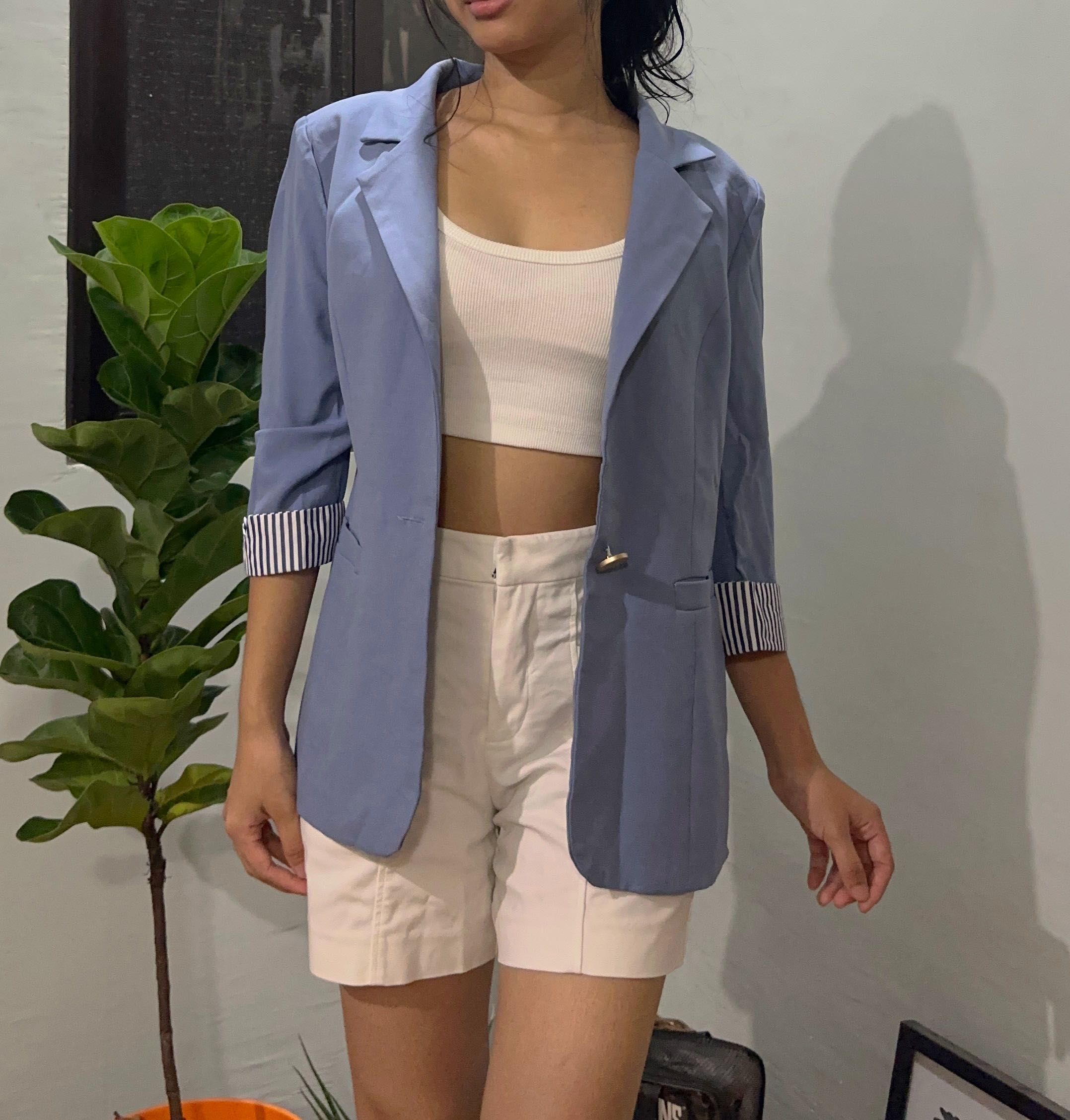 Pastel Blue Blazer, Women's Fashion, Coats, Jackets and Outerwear on