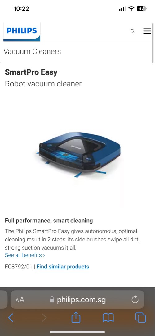 Philips Smart Robot Vacuum Cleaner FC8792, TV & Home Appliances, Vacuum