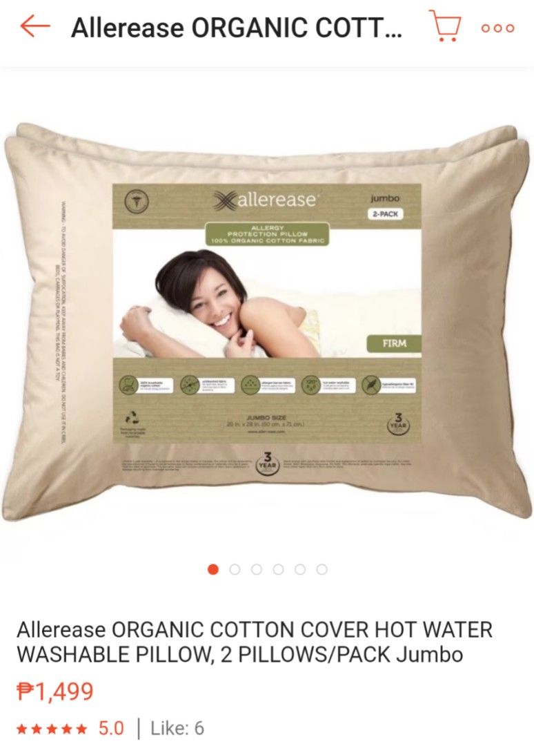 Allerease shop organic pillow