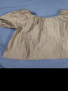 PRELOVED ZARA GIRLS GOLD PUFF SLEEVE TOP (11 to 12Y)
