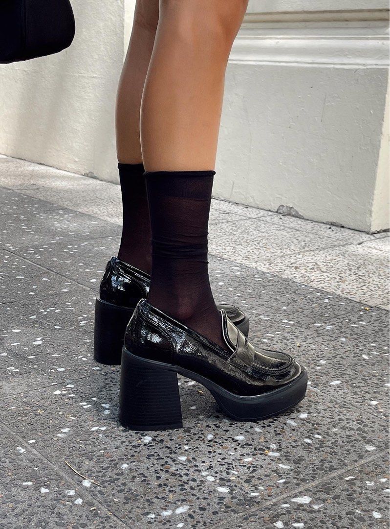 Princess Polly Metropolitan Heels (Black Platform Heeled Loafers), Women's  Fashion, Footwear, Heels on Carousell