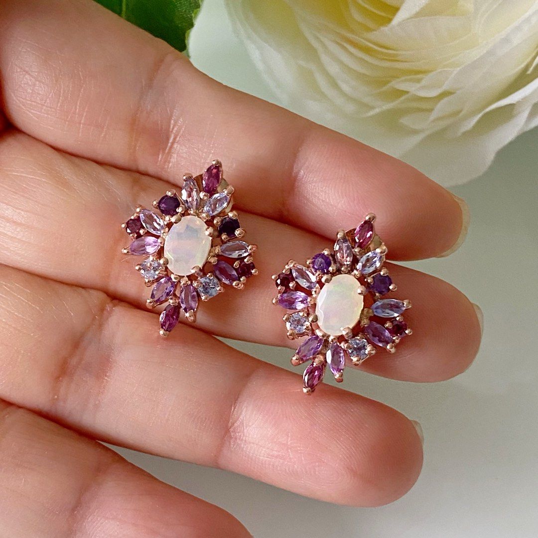 Rainbow outlet opal earrings