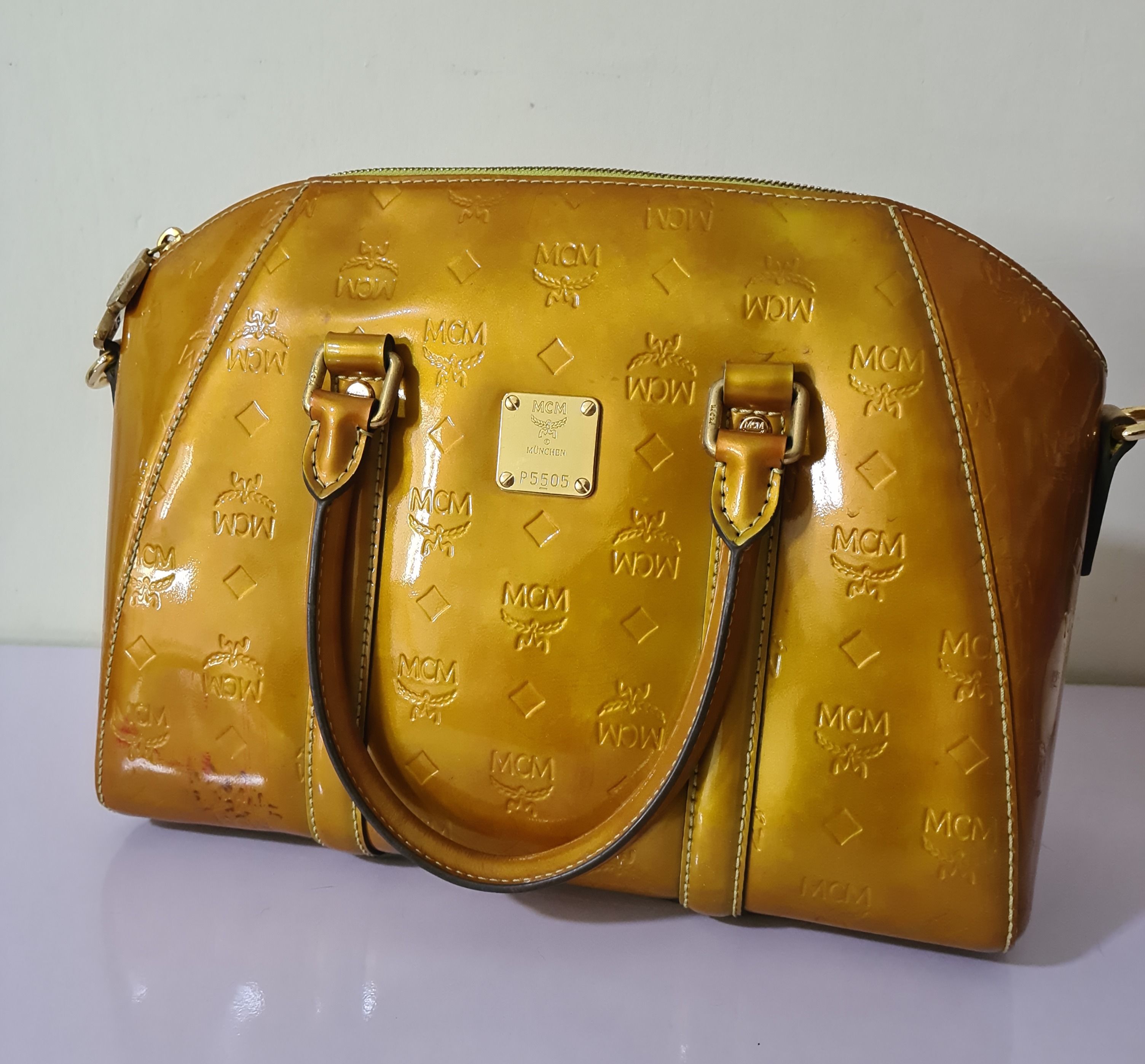 MCM Mini Boston Bag, Luxury, Bags & Wallets on Carousell