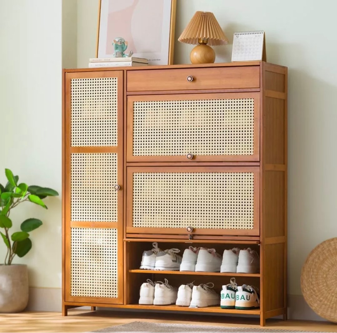 Rattan shoe Shoe rack , Furniture & Home Living, Furniture, Shelves, & Racks
