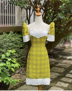 RENT ONLY: Filipiniana Weaved Dress (Detachable Sleeves)