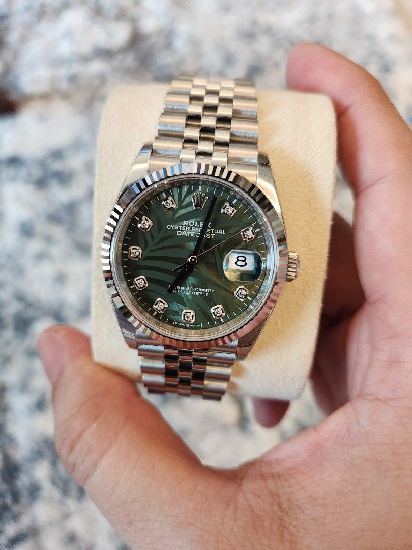 Rolex Datejust Green Dial Half Gold