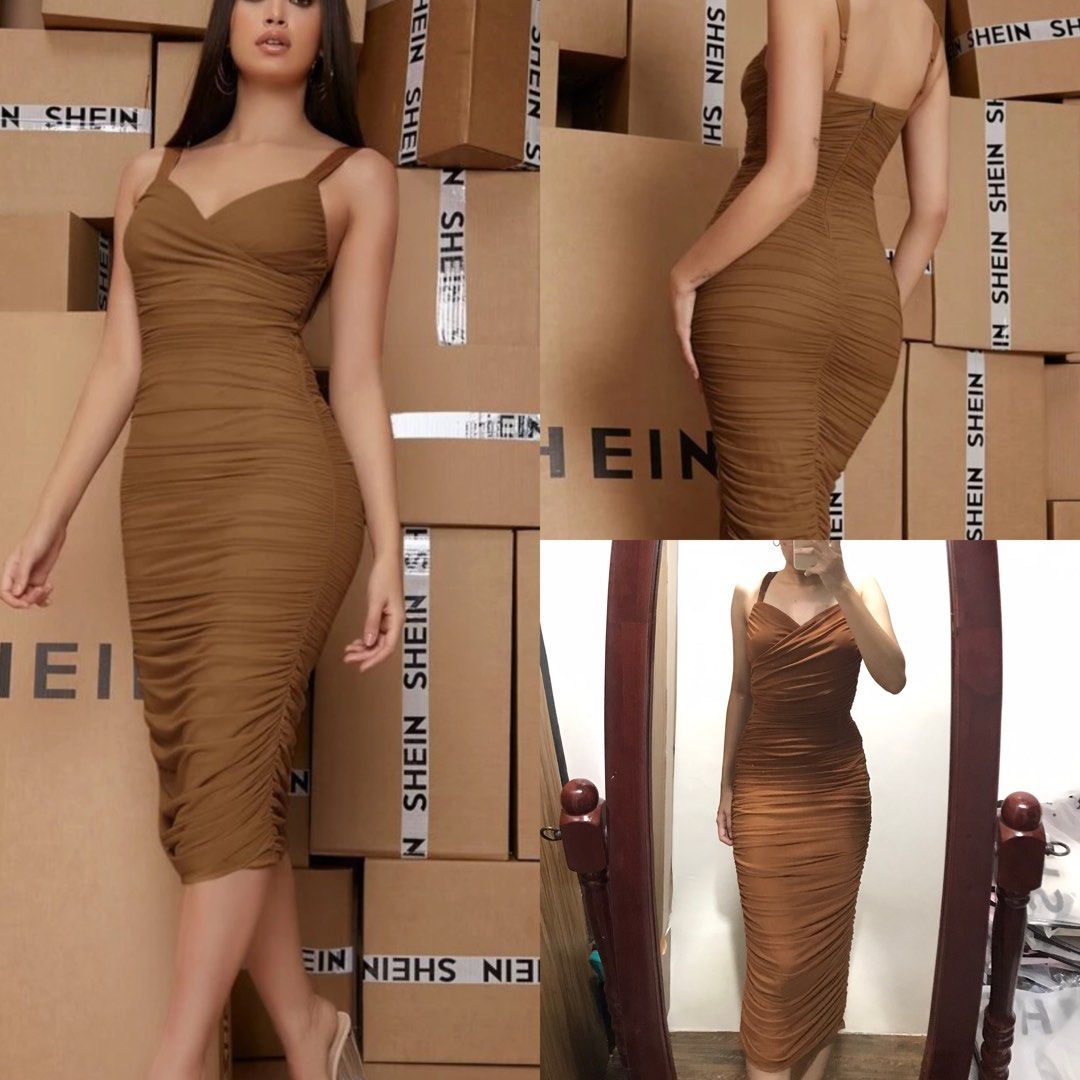 Shein Ruched Cocktail Formal Dress, Women's Fashion, Dresses & Sets, Evening  dresses & gowns on Carousell