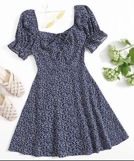 SHEIN PLUS SIZE DITSY FLORAL BLUE MINI DRESS